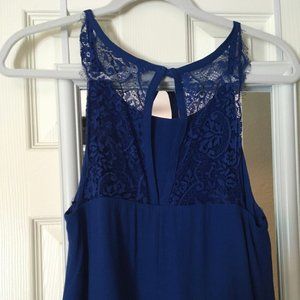 royal blue swing dress with eyelash lace on back